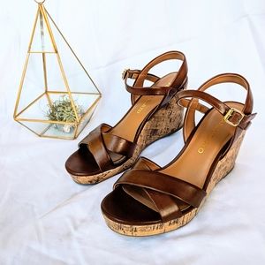Designer Franco Sarto Wedge Sandals size 7.5 W